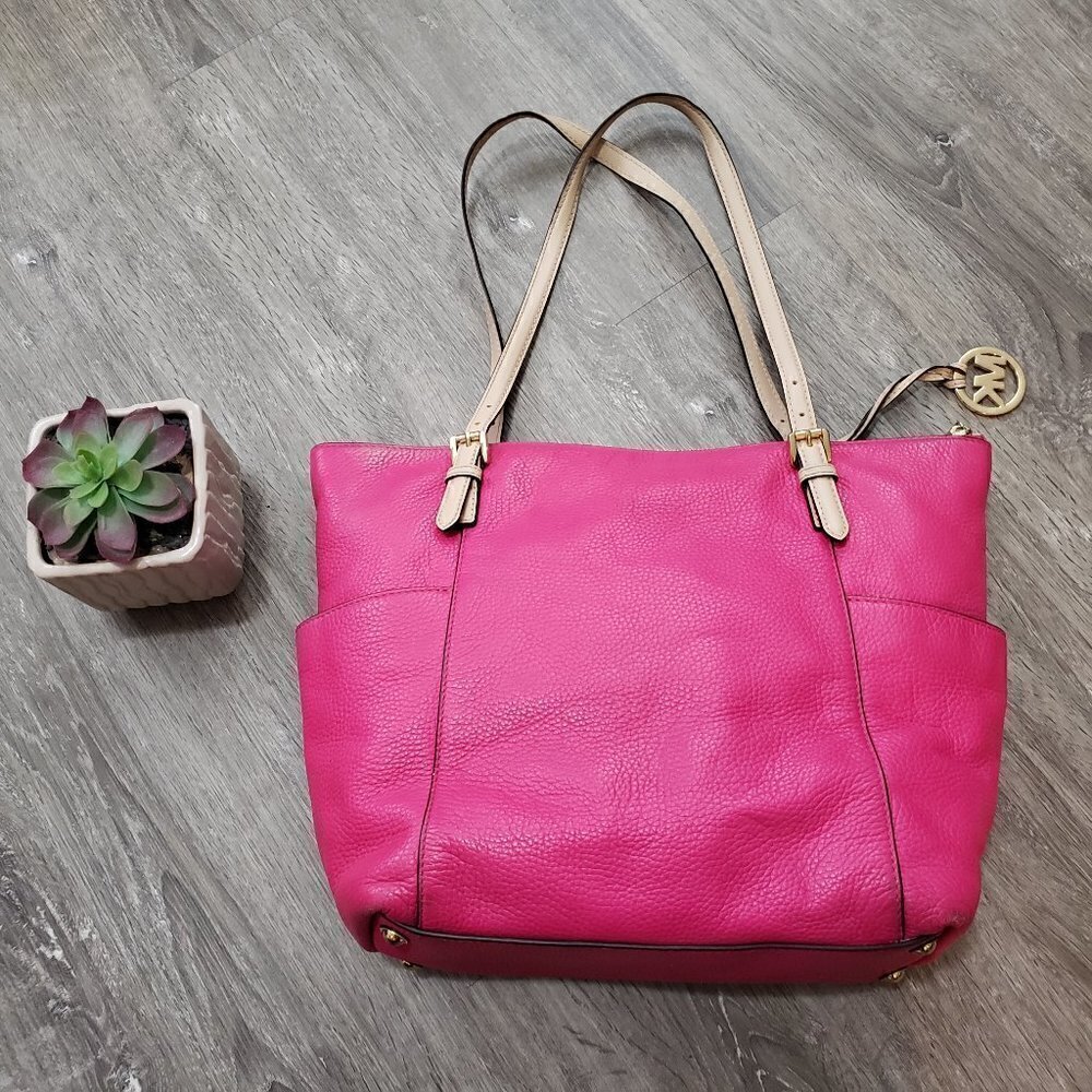 Michael Kors Pink Pebbled Leather Jet Set Tote - Picture 2 of 13
